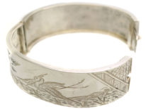 Victorian Silver Bangle With Stork Design