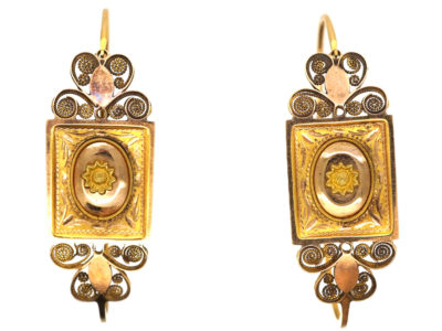 French Early 19th Century 18ct Gold Poissarde Earrings French Early 19th Century 18ct Gold Poissarde Earrings