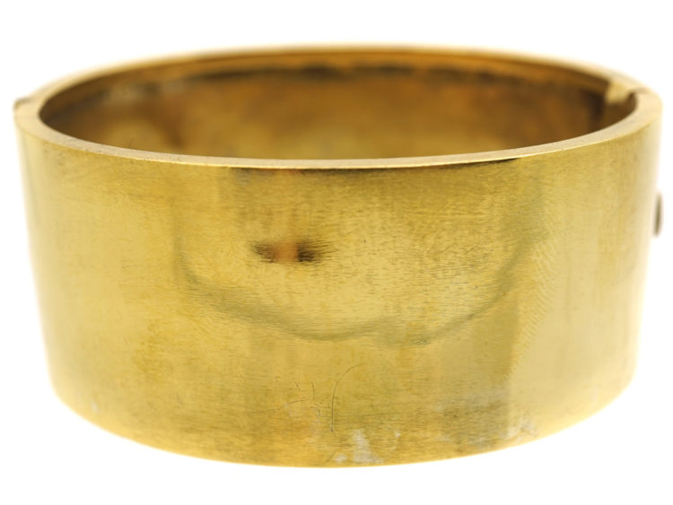 Victorian Silver Gilt & Engraved Ivy Leaf Design Bangle