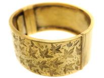 Victorian Silver Gilt & Engraved Ivy Leaf Design Bangle