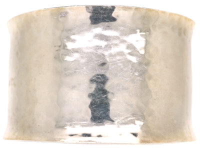 Silver Open Bangle With Hammered Design
