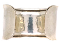 Silver Open Bangle With Hammered Design