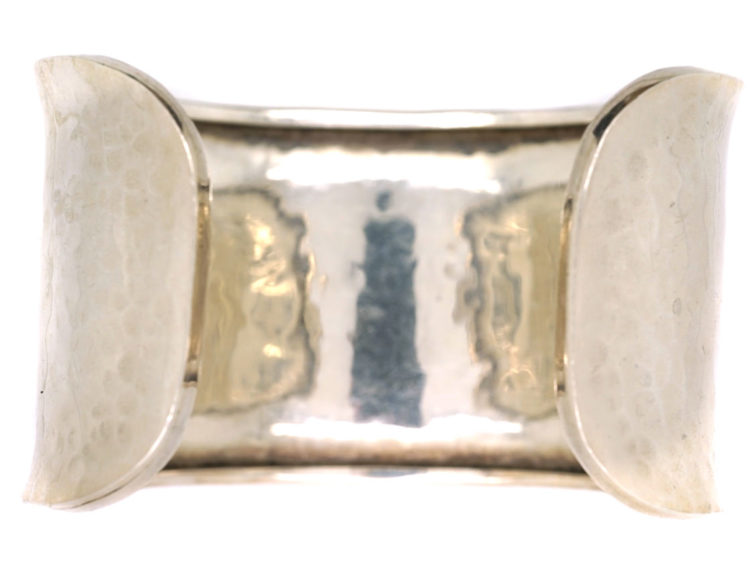 Silver Open Bangle With Hammered Design