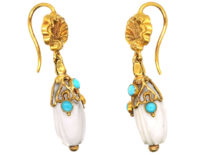 Regency 15ct Gold, White Coral & Turquoise Earrings