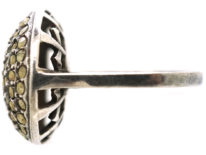Art Deco Silver & Marcasite Round Ring