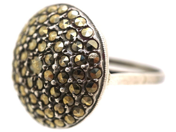 Art Deco Silver & Marcasite Round Ring