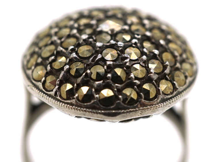 Art Deco Silver & Marcasite Round Ring