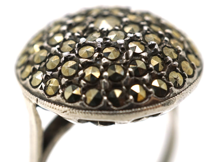 Art Deco Silver & Marcasite Round Ring