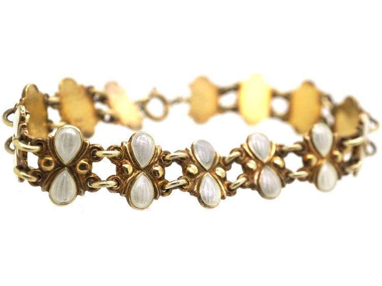 Silver Gilt & White Enamel Bracelet by Volmer Balmer
