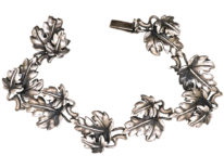 Rare Bernard Instone Silver Leaf Necklace, Bracelet & Earrings Set in Liberty of London Red Box