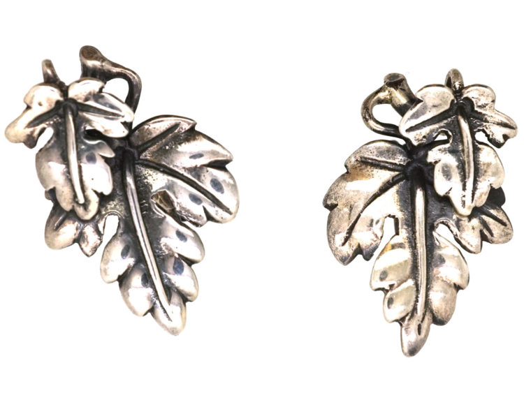 Rare Bernard Instone Silver Leaf Necklace, Bracelet & Earrings Set in Liberty of London Red Box