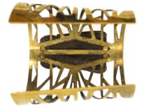 French Art Nouveau Base Metal & Carved Horn Bug Bangle
