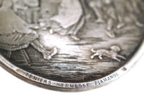 Oval Silver Pendant With Engraving of Kermesse Flamande (Flemish Feast) after Teniers