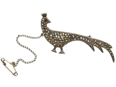 Silver & Marcasite Peacock Brooch