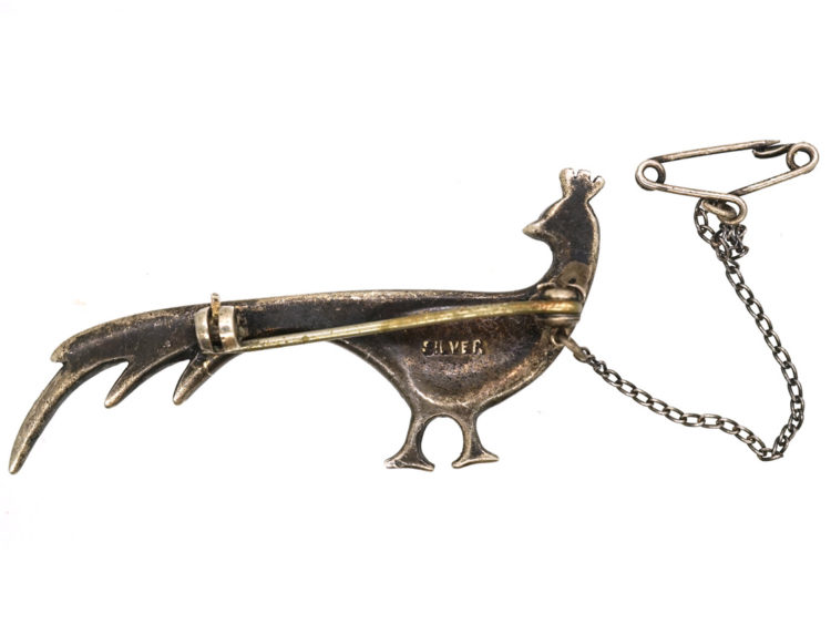 Silver & Marcasite Peacock Brooch