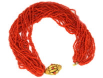 Georgian 23 Strand Coral Necklace with 18ct Gold Clasp