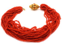 Georgian 23 Strand Coral Necklace with 18ct Gold Clasp