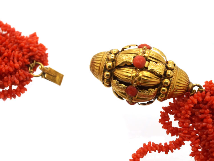 Georgian 23 Strand Coral Necklace with 18ct Gold Clasp