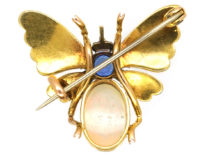Edwardian 15ct Gold Bee Brooch Set With a Sapphire,Opal & Natural Split Pearls