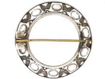 Moonstone & Marcasite Round Brooch