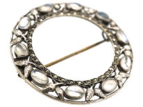 Moonstone & Marcasite Round Brooch