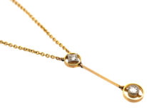 Art Deco Two Diamond Drop Pendant in Original Case