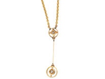 Art Deco Two Diamond Drop Pendant in Original Case