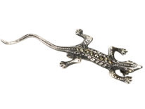 Small Silver & Marcasite Lizard Brooch