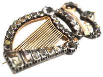 Georgian Silver, Gold & Paste Harp Pendant / Brooch