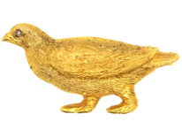 Edwardian 15ct Gold Grouse Brooch With Rose Diamond Eye