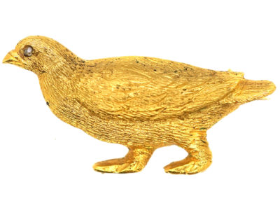 Edwardian 15ct Gold Grouse Brooch With Rose Diamond Eye
