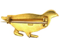 Edwardian 15ct Gold Grouse Brooch With Rose Diamond Eye