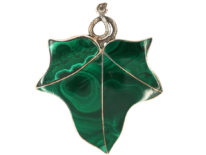 Victorian Silver & Malachite Ivy Leaf Pendant / Brooch