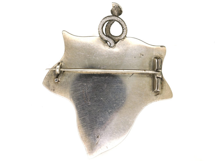 Victorian Silver & Malachite Ivy Leaf Pendant / Brooch