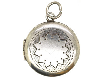 Round Silver Engraved Locket