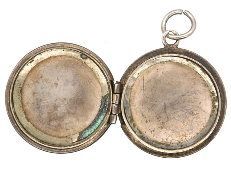 Round Silver Engraved Locket