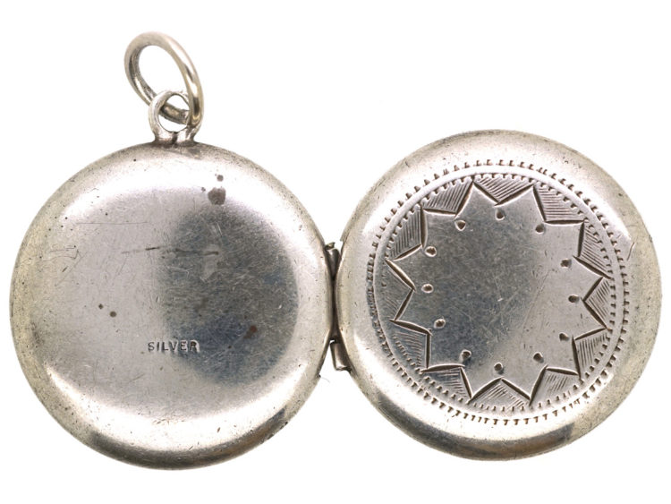 Round Silver Engraved Locket