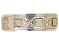 Victorian Silver Bangle With Square & Criss Cross Buckle Design