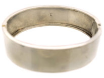 Victorian Silver Bangle With Square & Criss Cross Buckle Design