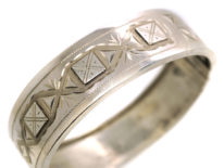 Victorian Silver Bangle With Square & Criss Cross Buckle Design