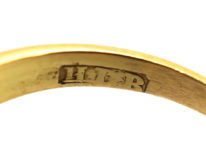 Victorian 18ct Gold, Three Stone Sapphire & Diamond Carved Half Hoop Ring