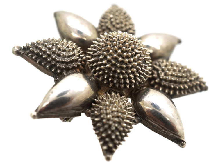 Victorian Silver Flower Brooch