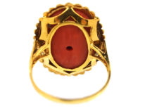 15ct Gold & Cabochon Coral Ring