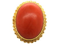 15ct Gold & Cabochon Coral Ring