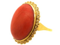 15ct Gold & Cabochon Coral Ring