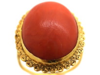 15ct Gold & Cabochon Coral Ring
