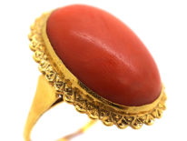 15ct Gold & Cabochon Coral Ring