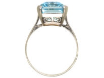Art Deco Platinum & Rectangular Aquamarine Ring