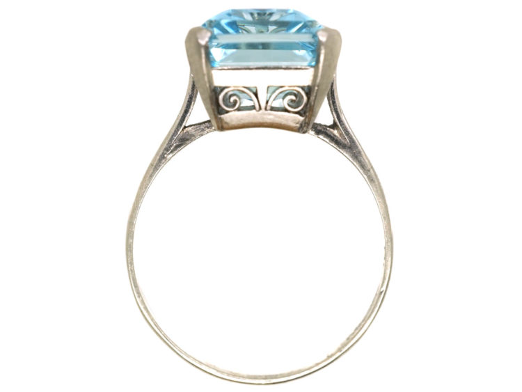 Art Deco Platinum & Rectangular Aquamarine Ring