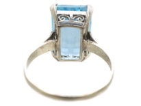 Art Deco Platinum & Rectangular Aquamarine Ring